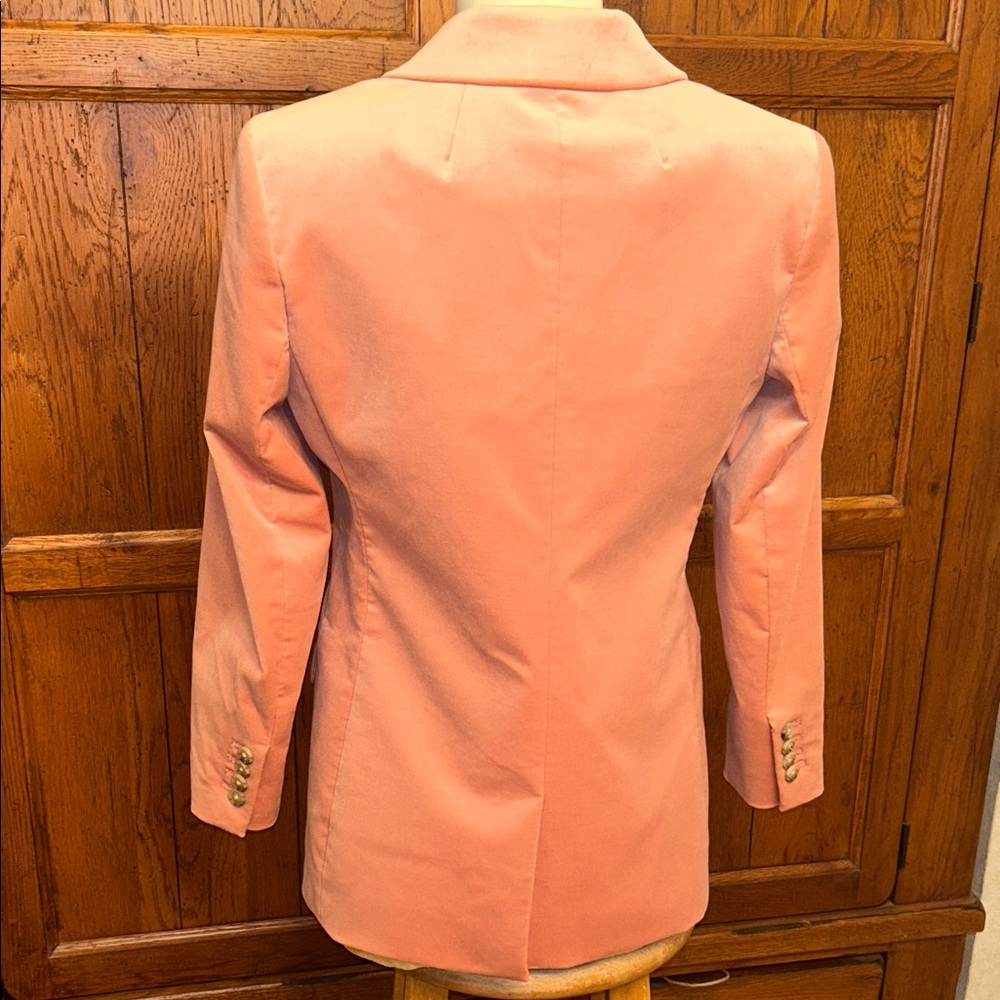 J. Crew⭐️NWT Peachy-Pink Velvet BLAZER Jacket One-Button Women’s Size 2P⭐️NEW! - Picture 3 of 16